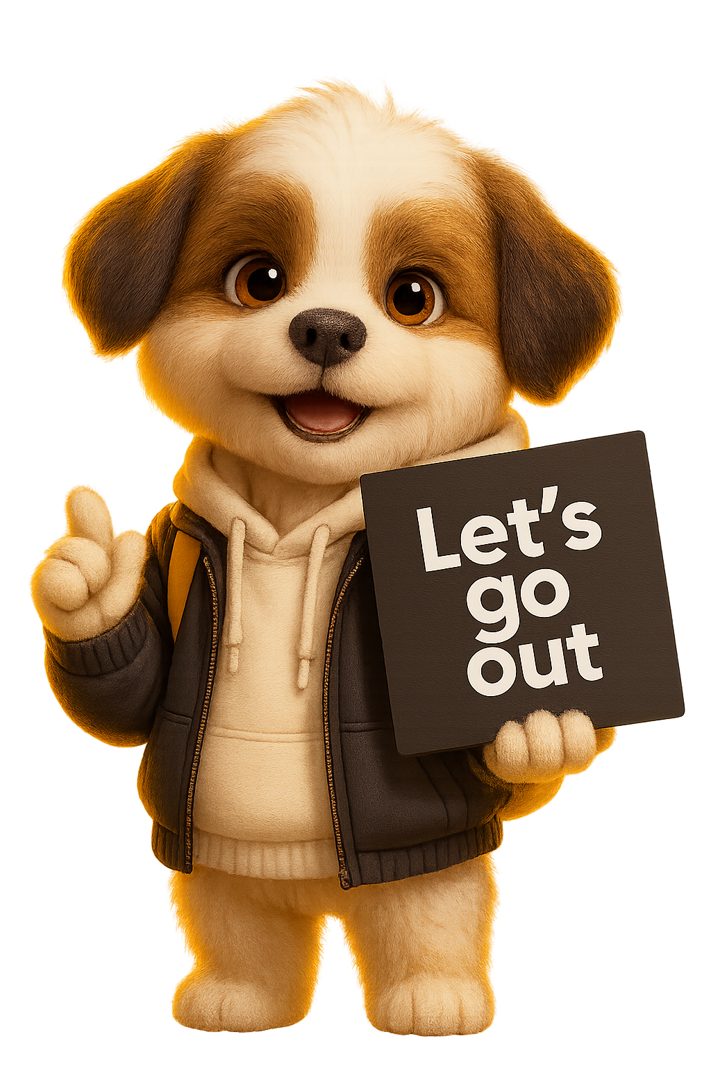 Mascot Theo explaining something with one paw raised