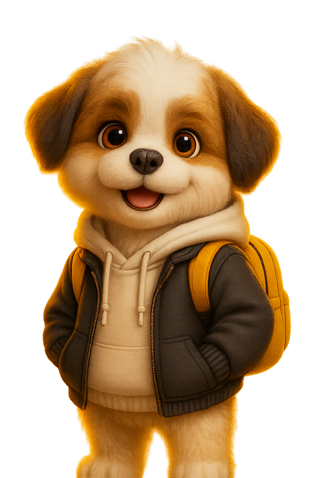 ImpulsTrip mascot Theo the dog waving hello